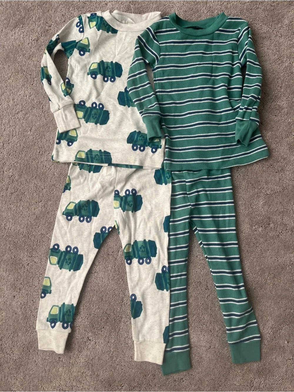 Carter's Green Truck Print & Green Striped 2-Pack Pajama Set